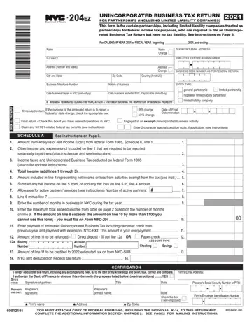 Unincorporated Business Tax Return Form Preview