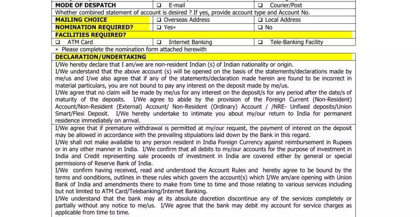 Completing union bank saving account opening form pdf stage 4