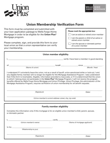 Union Verification Form Preview