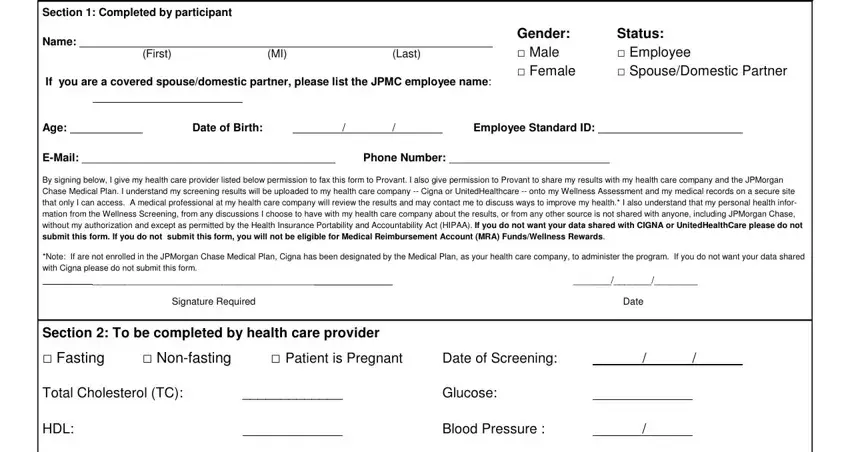 blank biometric screening form 2020 fields to fill in