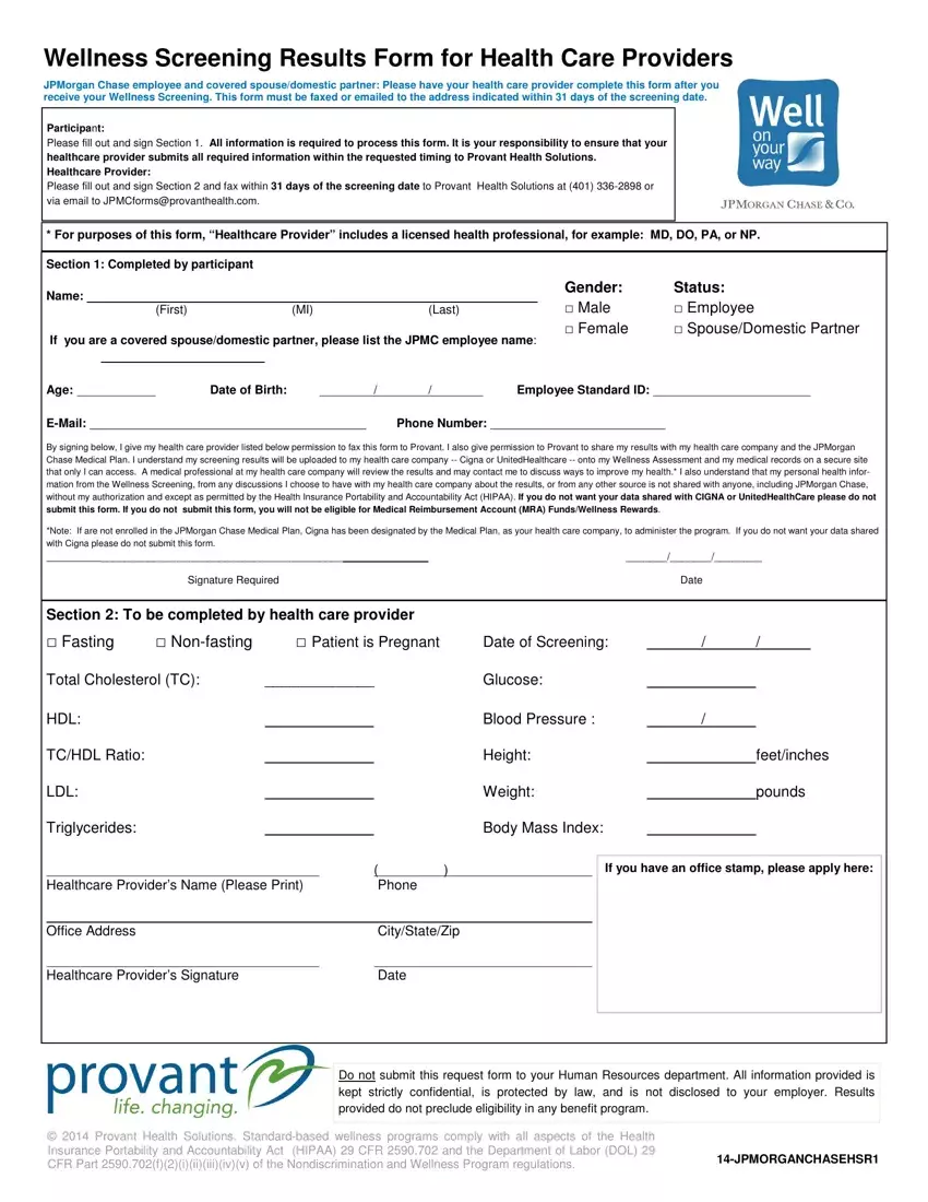 United Healthcare Wellness Form first page preview