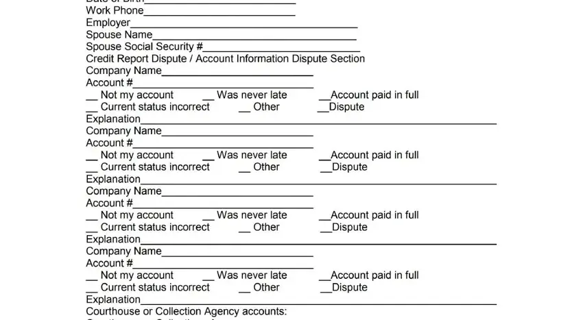 part 4 to completing universal dispute form equifax