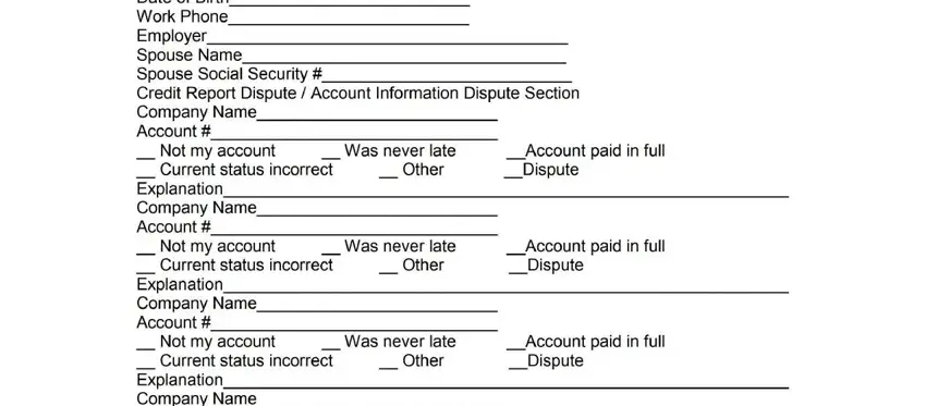 Filling out universal dispute form equifax stage 5