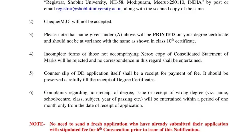 step 4 to filling out shobhit university original marksheet