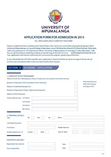 University Of Mpumalanga Online Application Preview