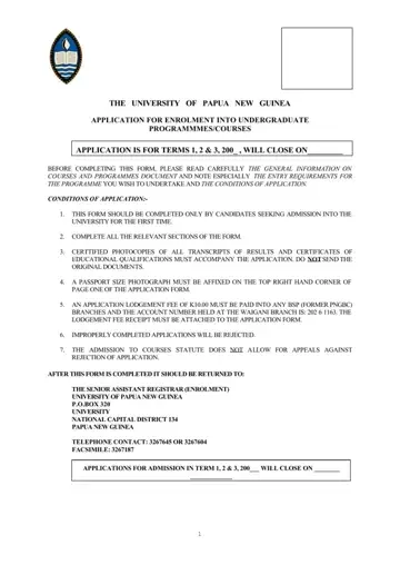 UPNG Application Form Preview