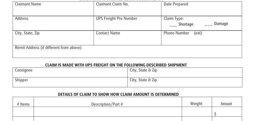 ups damage claim form empty fields to consider