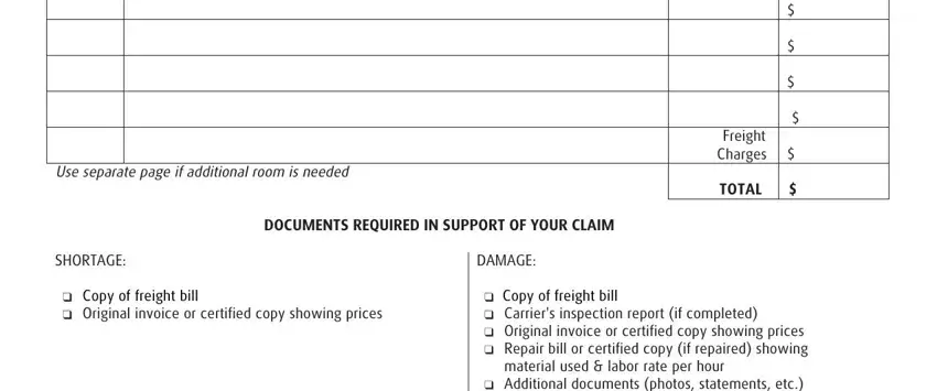 Filling out ups damage claim form stage 2