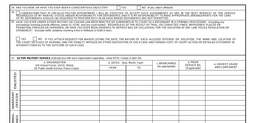 Finishing u s army application form pdf stage 3