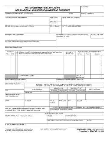 Us Bill Of Lading Form Preview