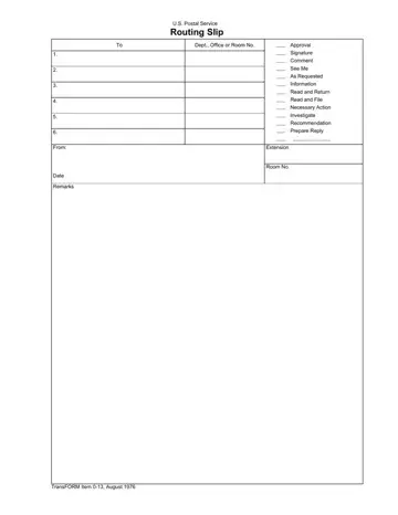 US Postal Service Routing Slip Form Preview