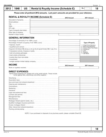 Us Tax Form Schedule E Preview