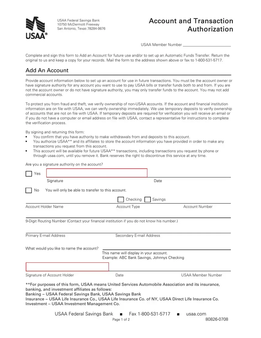 Usaa Transfer Form first page preview