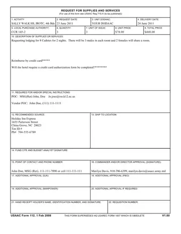 USACC Form 112 Preview