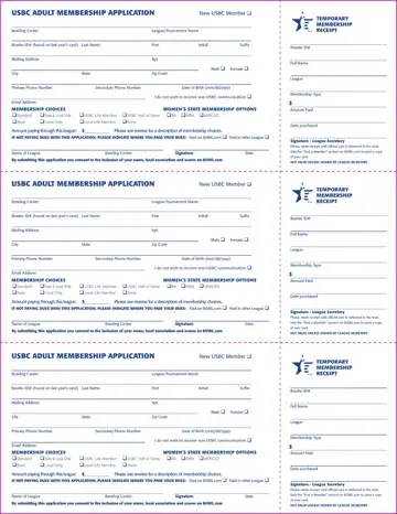 Usbc Adult Membership Application Form Preview