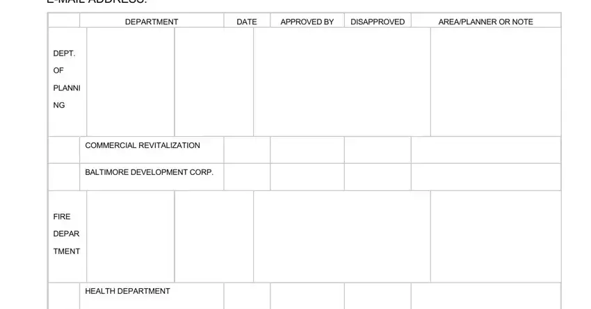 Filling in building permit in baltimore city stage 3