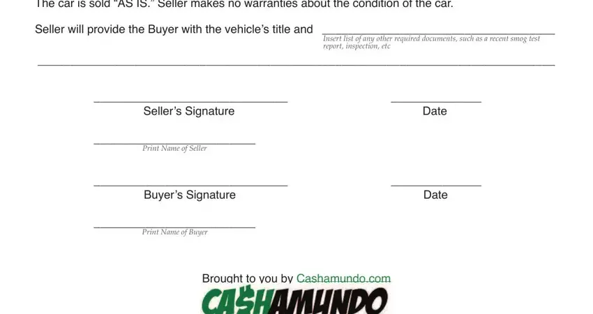 part 2 to completing auto purchase contract form