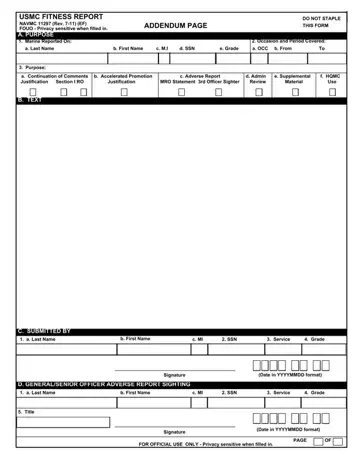 Usmc Fitrep Addendum Page Fillable Form Preview