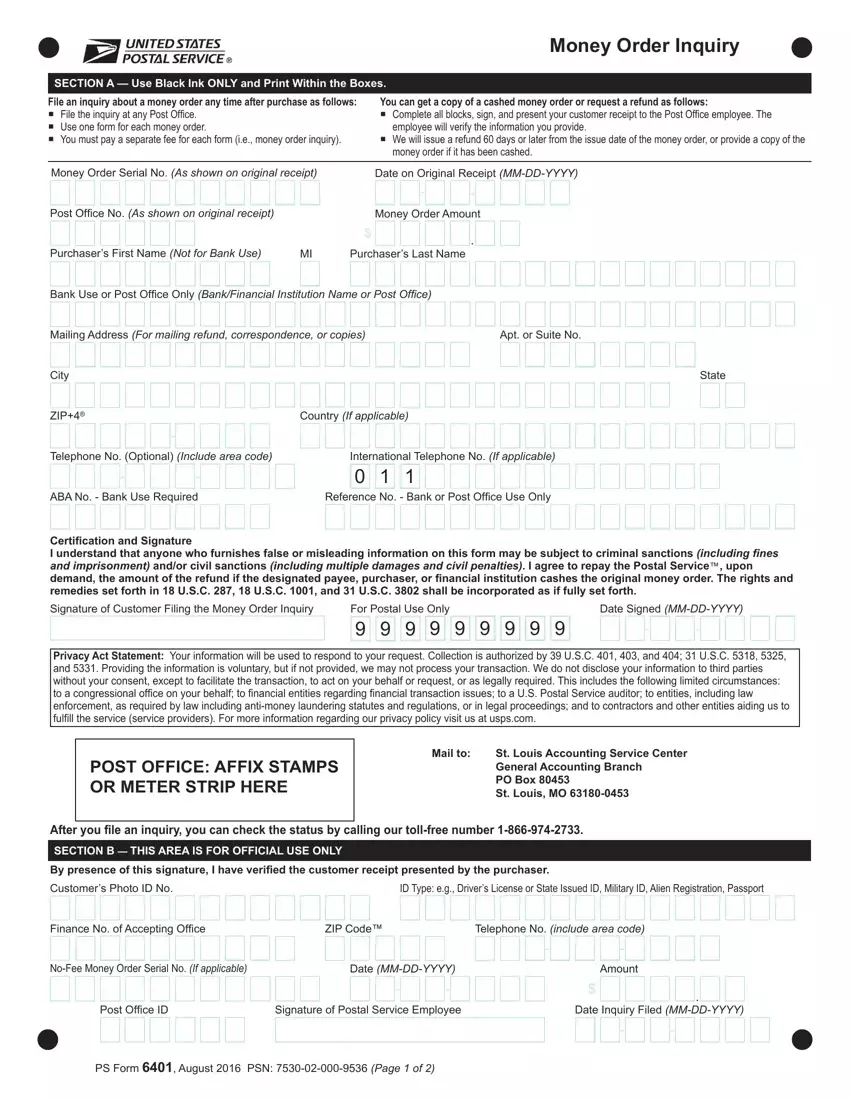 PS Form 6401 Fill Out Printable PDF Forms Online