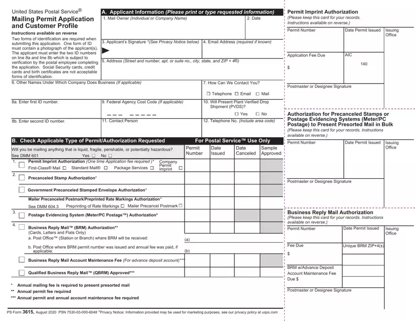 Usps Form 3615 first page preview