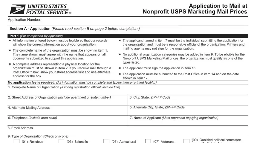 filling out usps ps nonprofit part 1