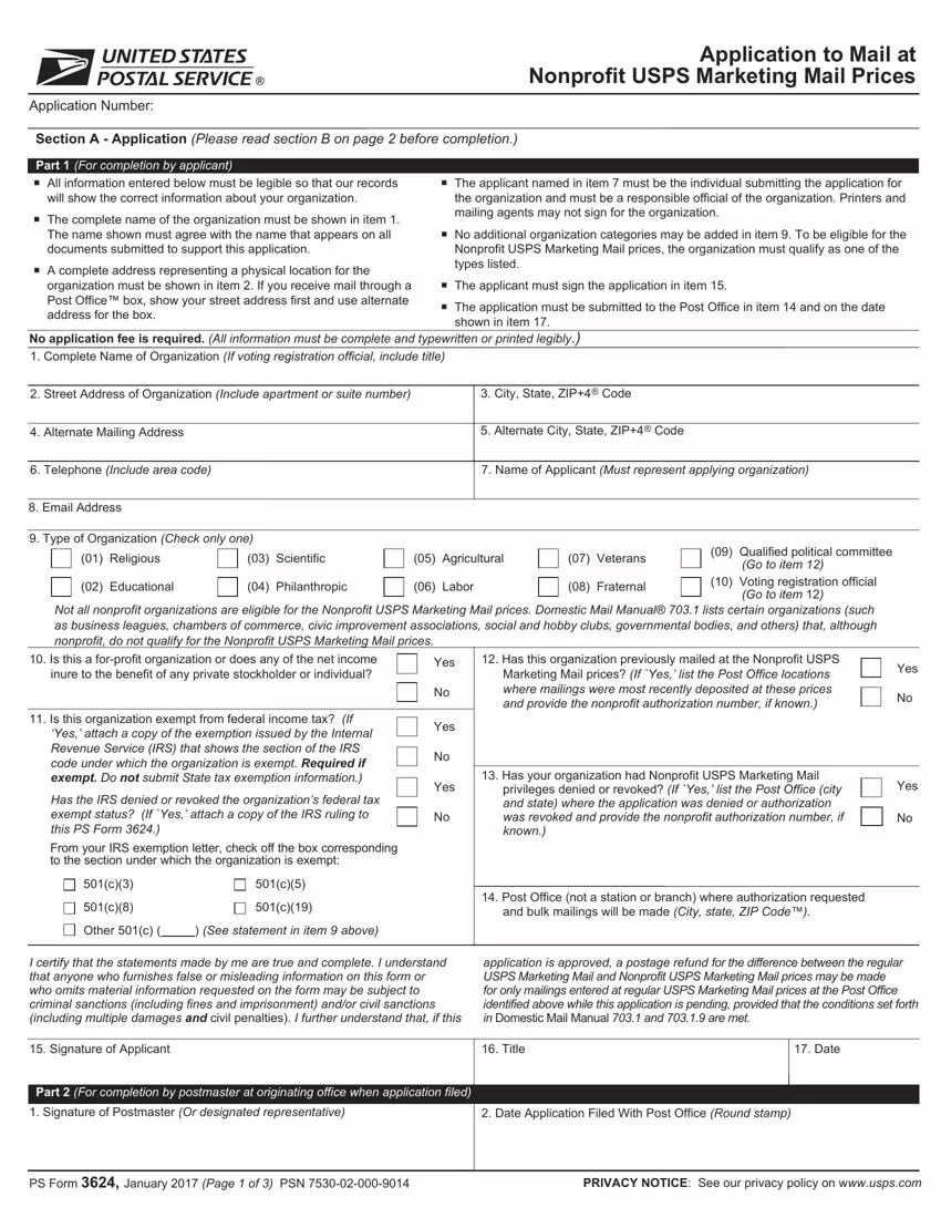 Usps Form 3624 first page preview