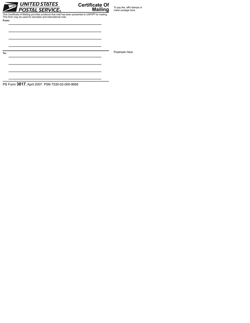 Usps Form 3817 first page preview