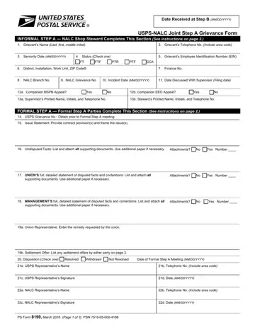 PS Form 8190 Preview