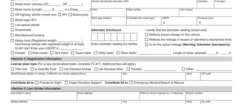 tc 656 form utah Passenger light truck van or, Vehicle Identification Number VIN, Cylinders, Fuel type, Color, Fleet number, Unit number, Body type trailers, If branded title brand type, MSRP, Purchase price, Odometer Disclosure, Enter odometer reading no tenths, I certify that the odometer, and Camper  Park model  Tent trailer blanks to fill