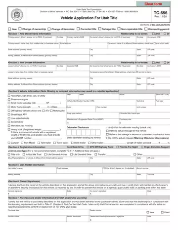 Utah DMV TC-656 Form Preview