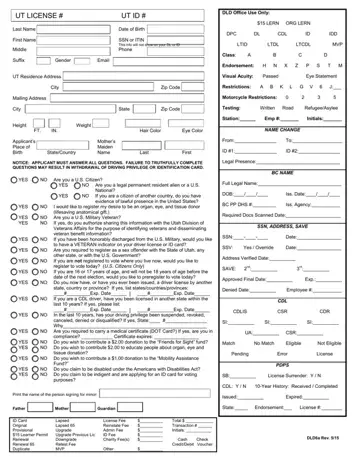 Utah Driver License Application Form Preview