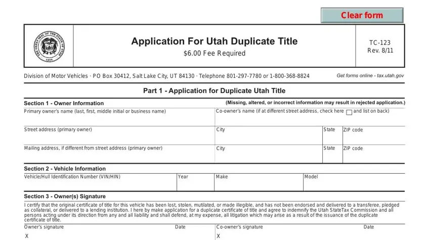 utah dmv forms duplicate title empty spaces to consider