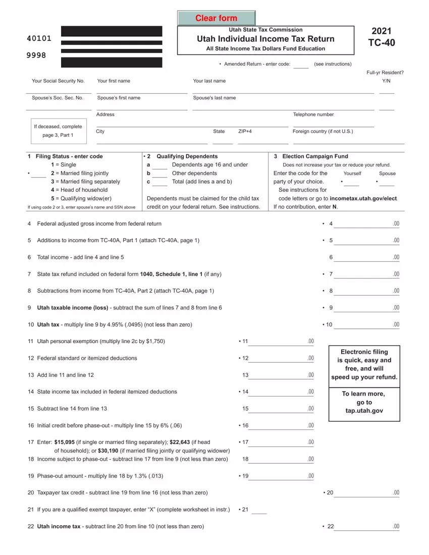 Utah Tc 40 Form first page preview