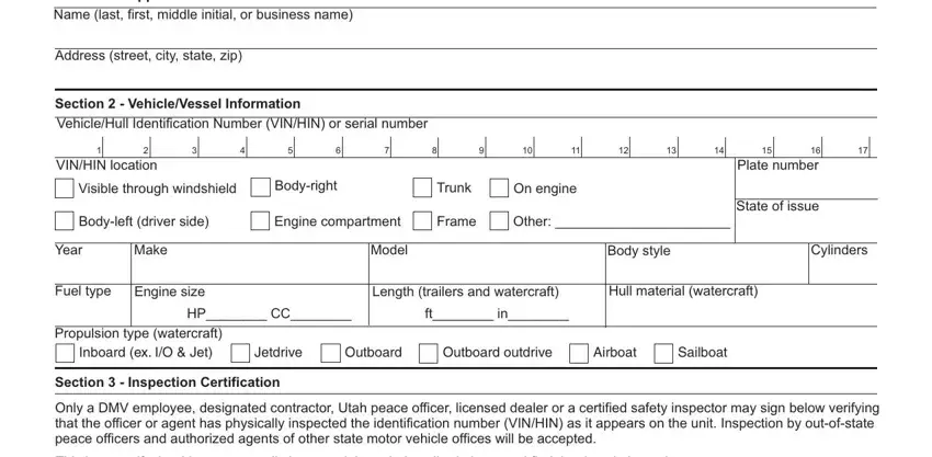 utah vin inspection form gaps to complete