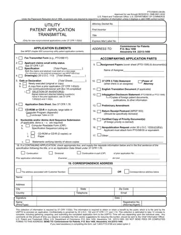Utility Patent Application Transmittal Form Preview