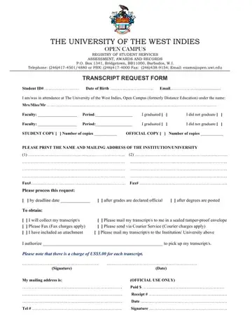 Uwi Open Campus Transcript Request Form Preview