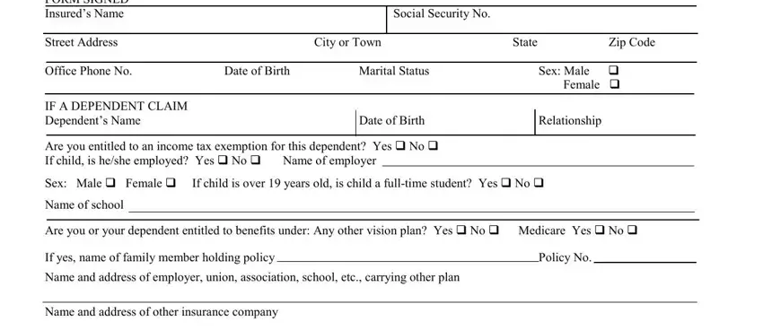 portion of gaps in central united life claim form