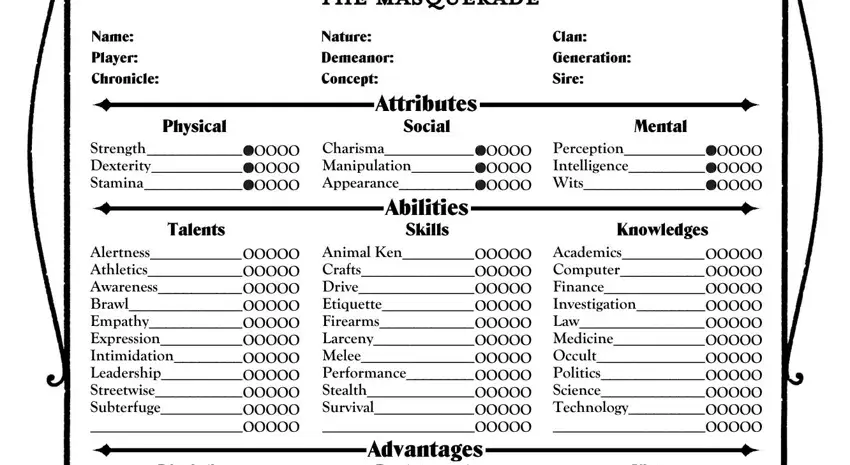 Vampire The Masquerade Revised Characther Sheet