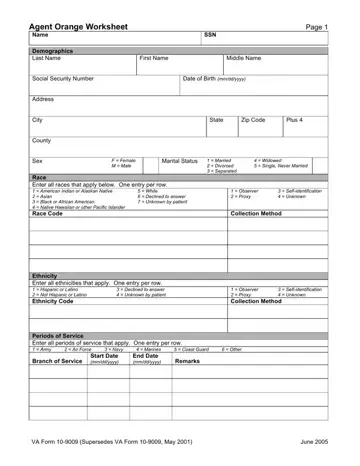VA Form 10-9009  Preview