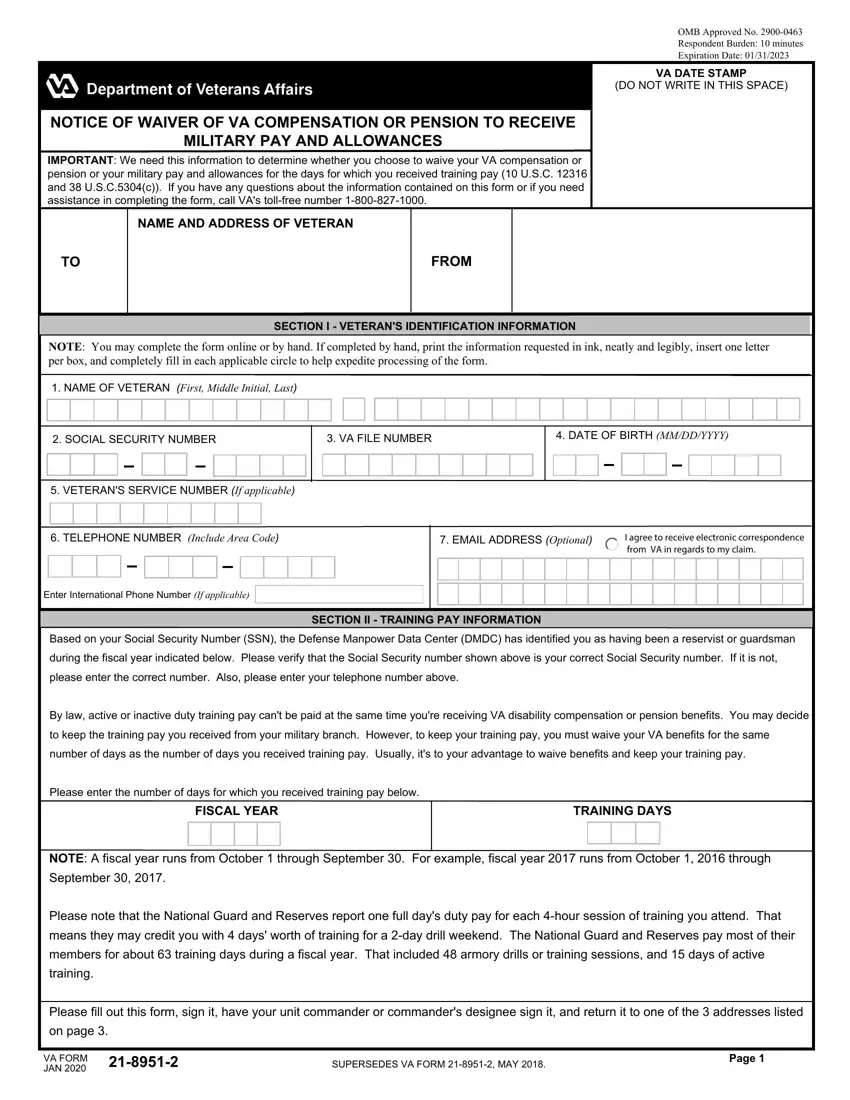 Va 21 8951 Form first page preview