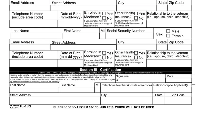 Filling out veterans affairs champva stage 2