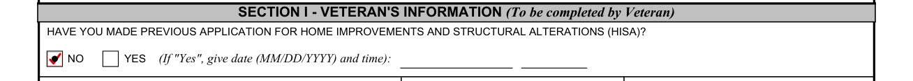VA Form 10-0103 example filled out, your previous application