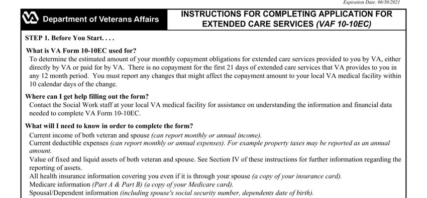 step 1 to writing Va Form 10 10Ec