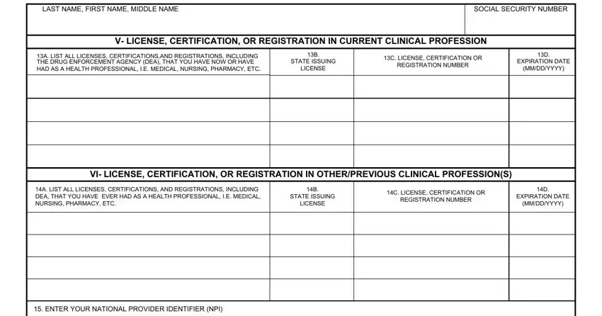 Filling out tqcvl form stage 3