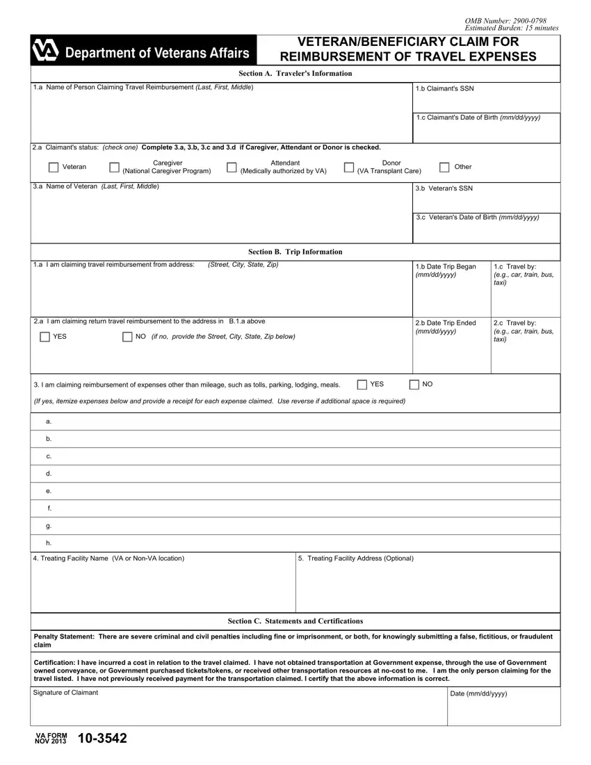 Va Form 10 3542 first page preview