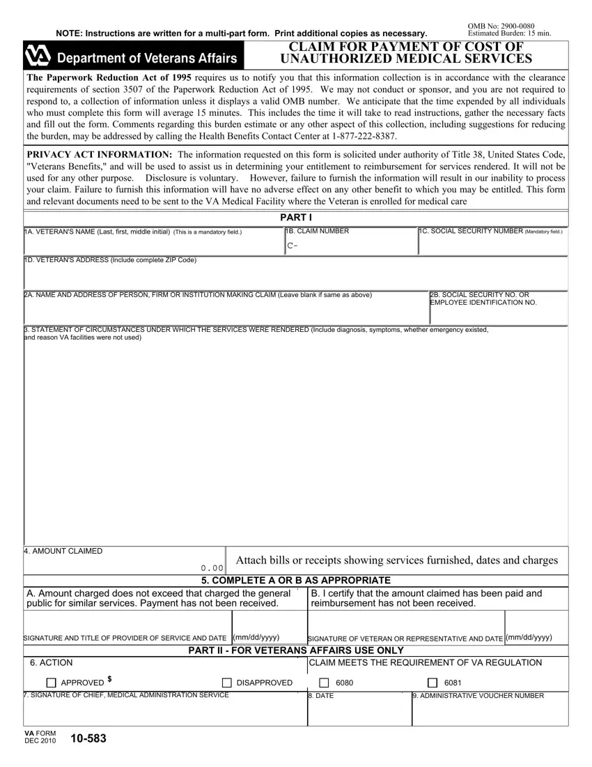 Va Form 10 583 first page preview