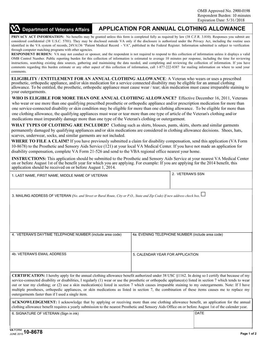 Va Form 10 8678 first page preview