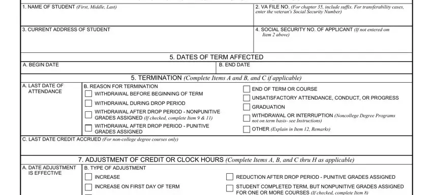 filling out Va Form 1999B part 1