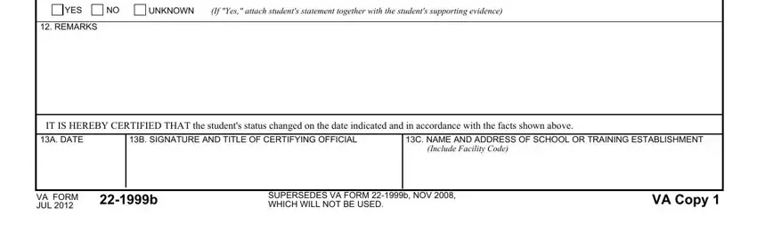 Filling in Va Form 1999B step 3