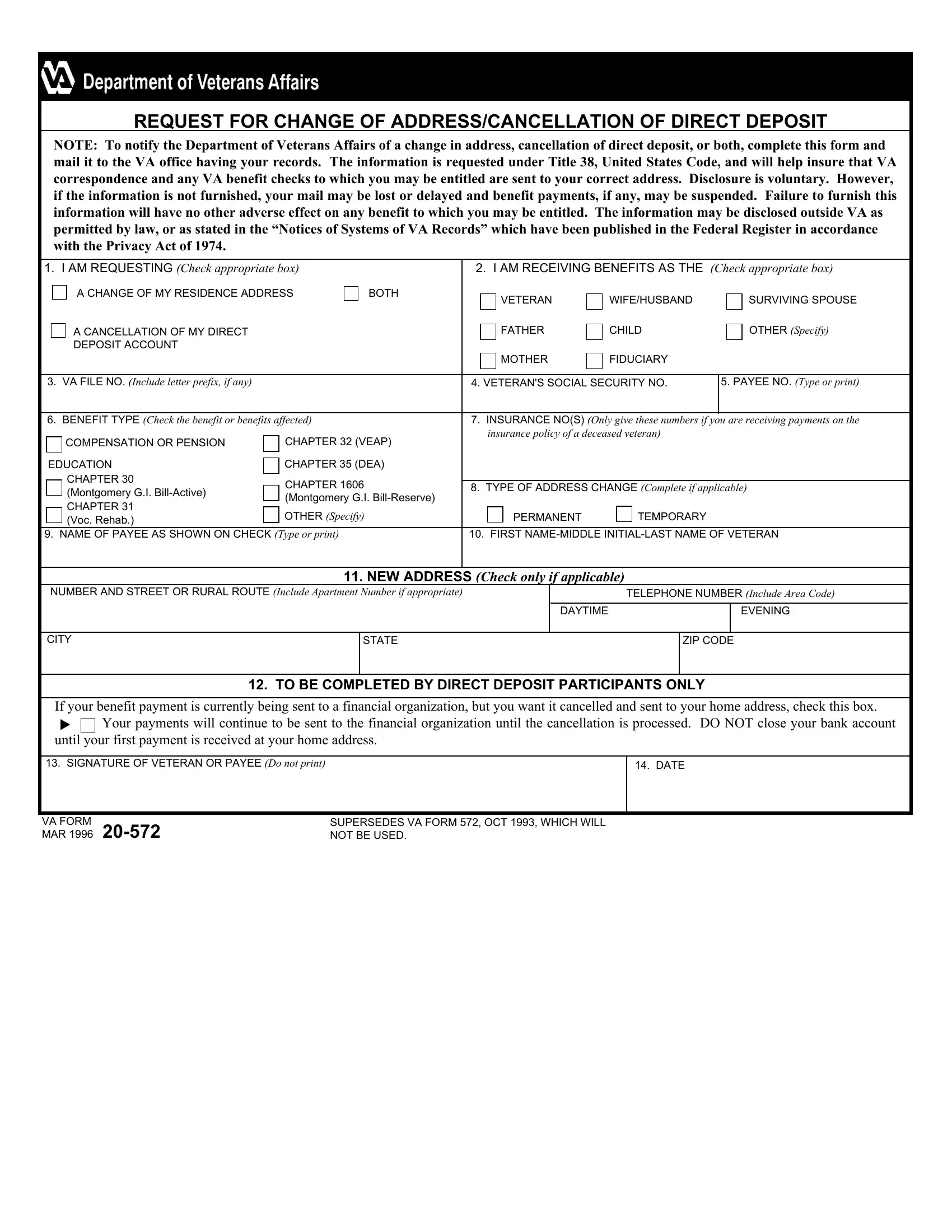 Va Form 20 572 Fill Out Printable PDF Forms Online